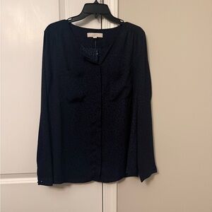 LOFT Navy Long-Sleeve Button-Down Shirt